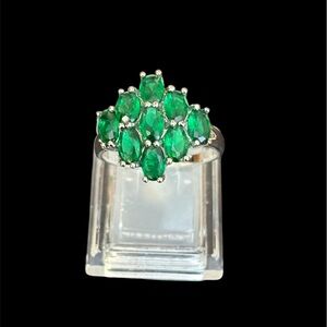 Elegant Silver and Green Gemstone Ring